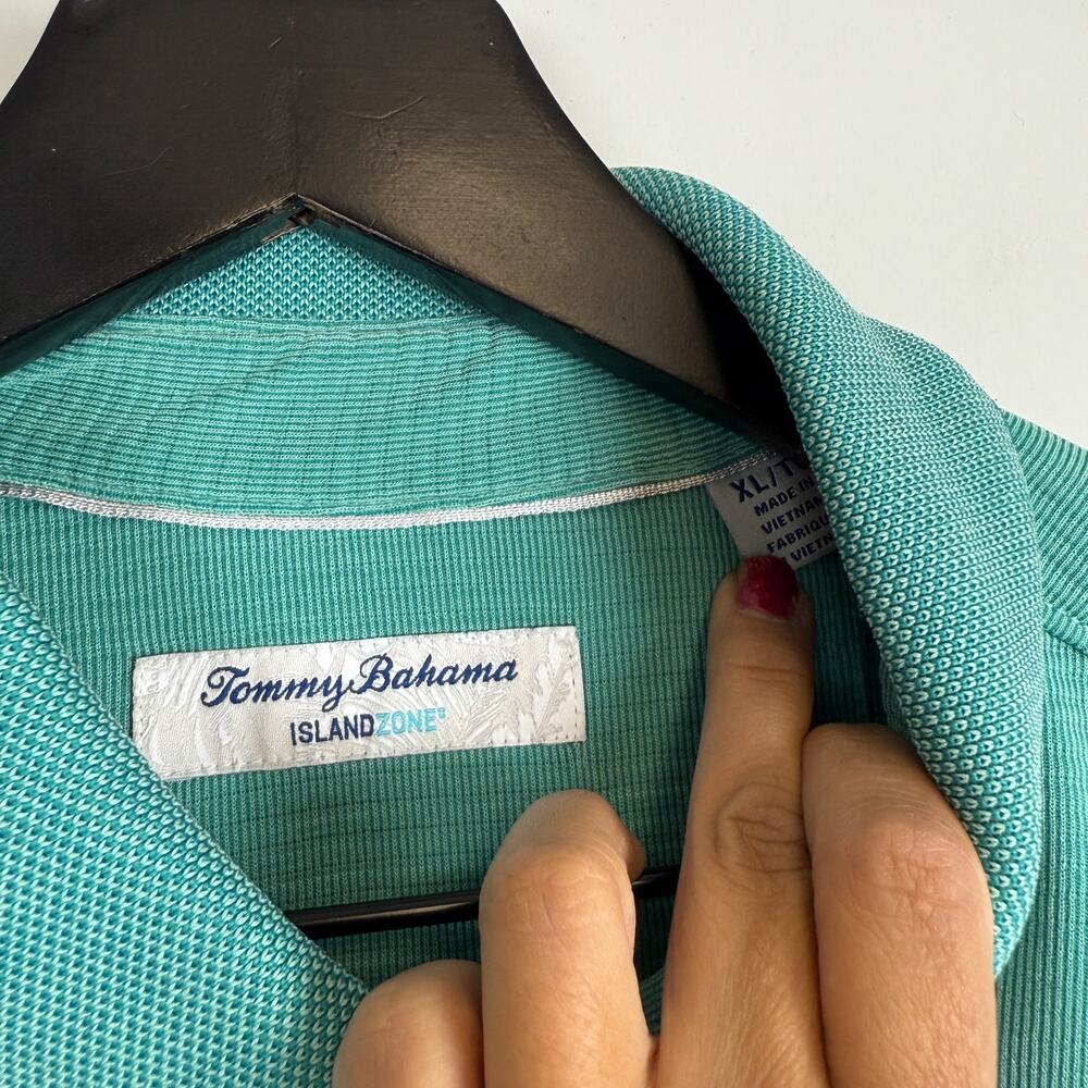 Tommy Bahama IslandZone Tencel Blend Polo Shirt Blue Green - Size XL - Picture 4 of 9